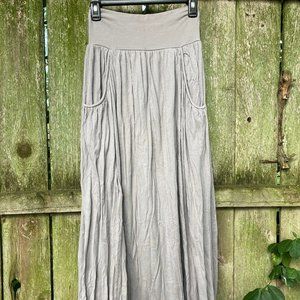 Garnet Hill Favorite Maxi Skirt Light Gray Small